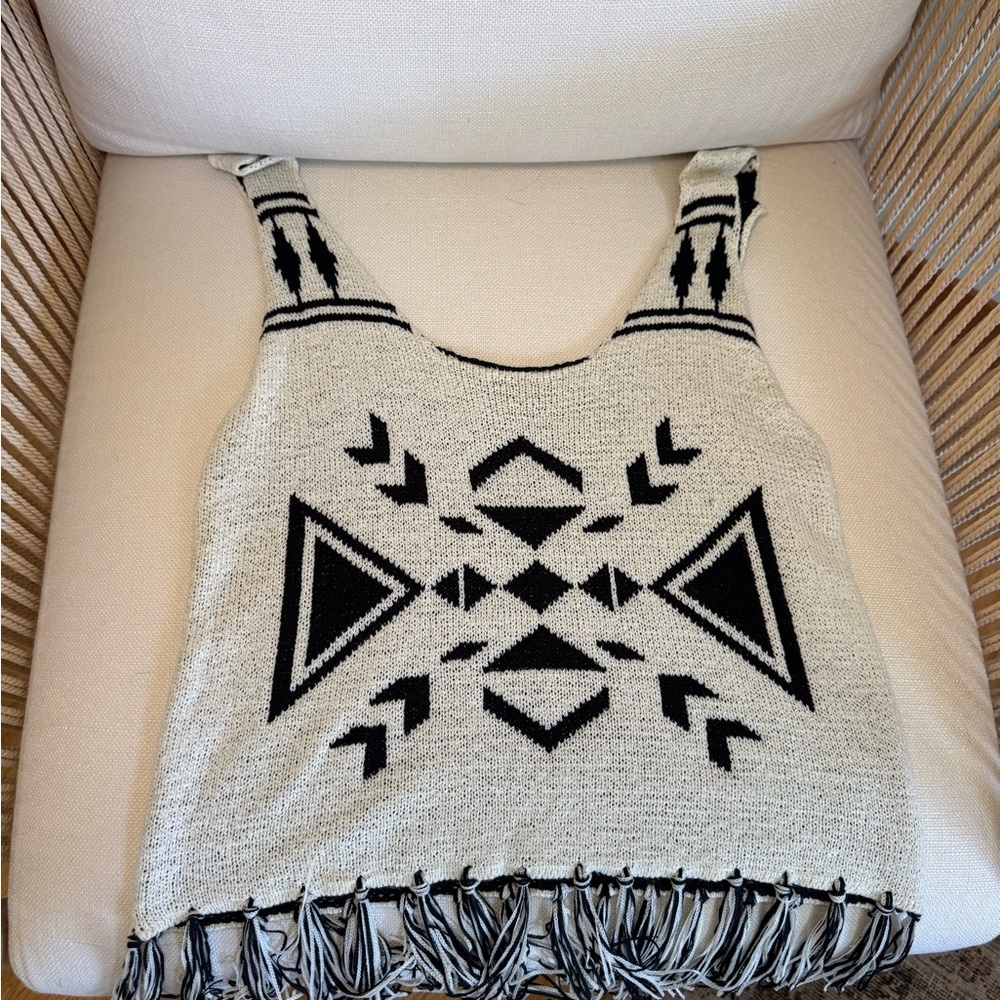 Geometric Patterned Black and White Tank Top. AMOLI brand